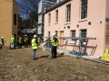 Preparing for the installation of Balcony at Belmont House with the film crew looking on!